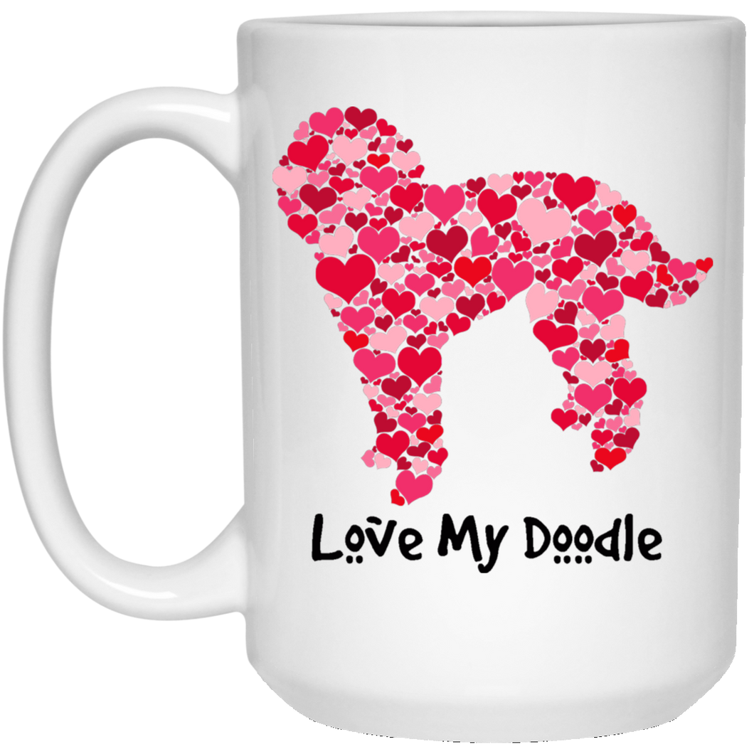 Doodle Hearts 15 oz. White Mug