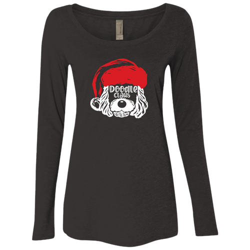 Doodle Claus Ladies' Triblend LS Scoop