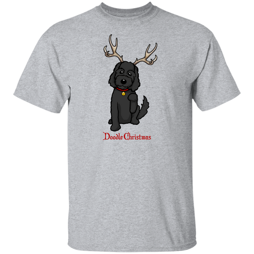 Doodle Deer Christmas Youth 5.3 oz 100% Cotton T-Shirt