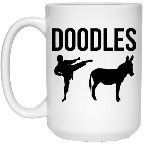 Goldendoodle or labradoodle mug doodles kick ass