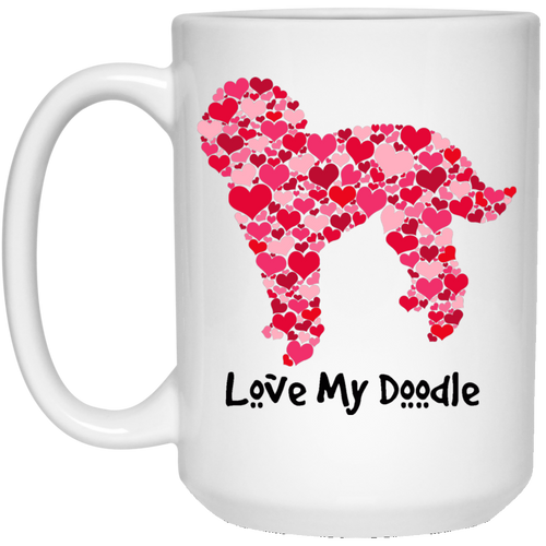 Doodle Hearts 15 oz. White Mug