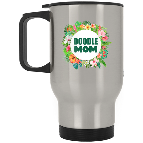 Doodle Mom Tropical Silver Stainless Travel Mug