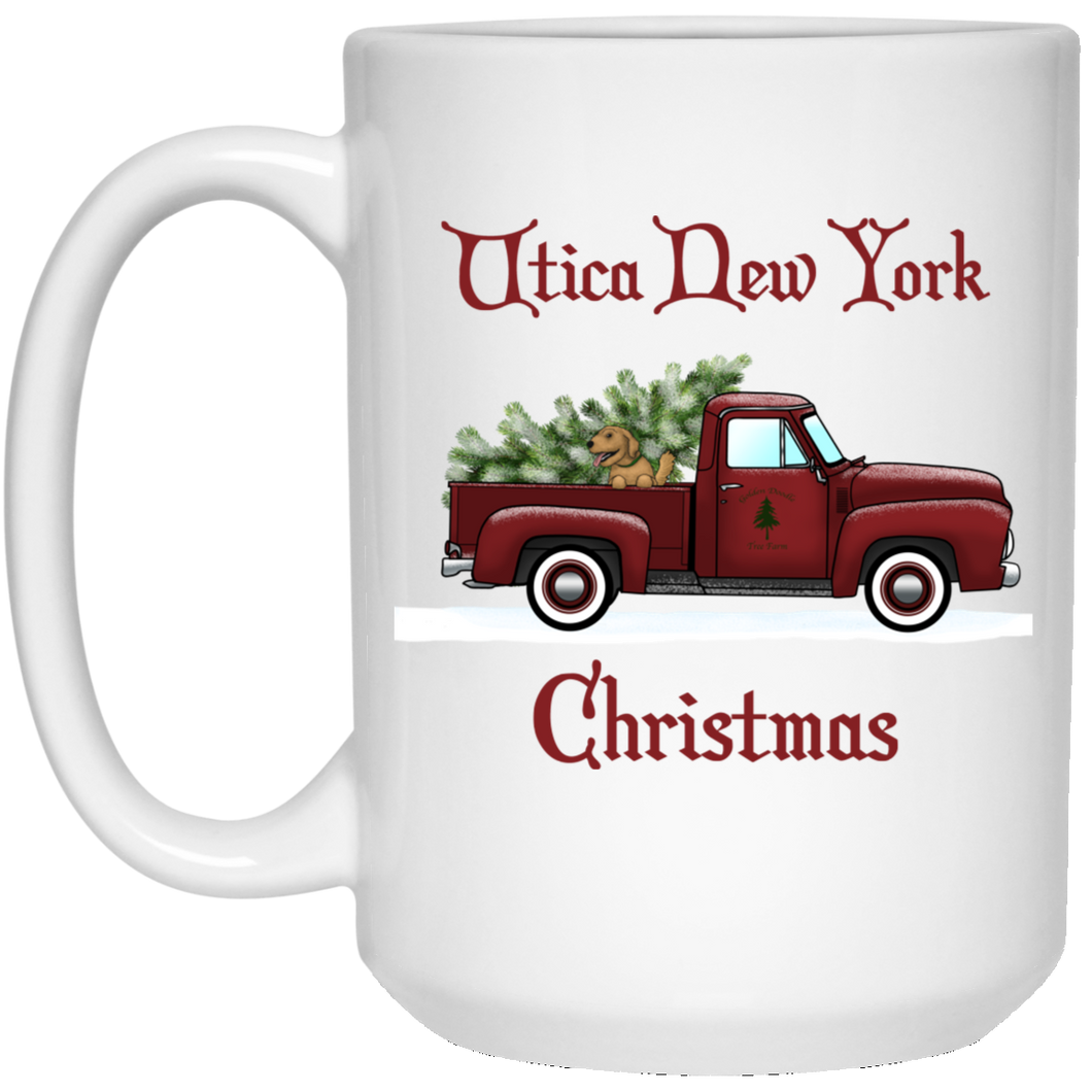 Utica NY Red Truck 15 oz. White Mug