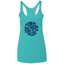 Turn Off The News, Turn Up the Music Ladies' Triblend Racerback Tank