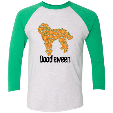 Doodle Halloween Pumpkin 3/4 Sleeve Baseball Raglan T-Shirt
