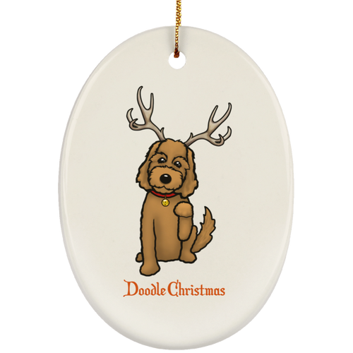 Doodle Deer Christmas Oval Ornament