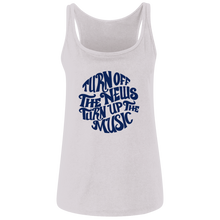 Turn Off The News Turn up the Music Ladies' Relaxed Jersey Tank