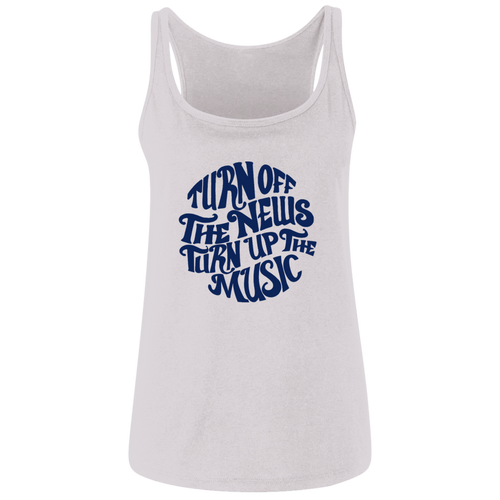 Turn Off The News Turn up the Music Ladies' Relaxed Jersey Tank