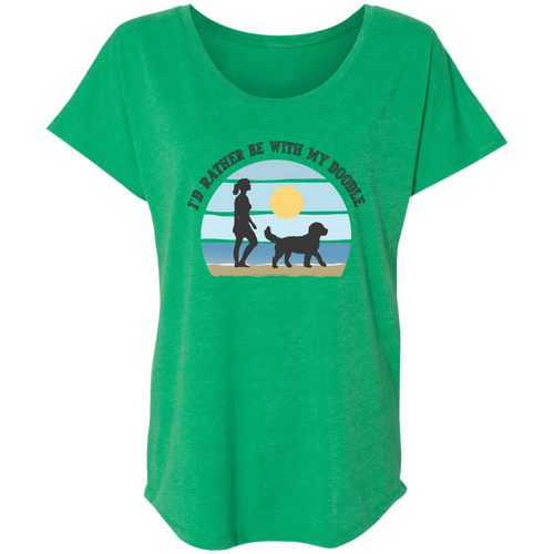 I'd Rather be with My doodle Beach Ladies' Triblend Dolman Sleeve