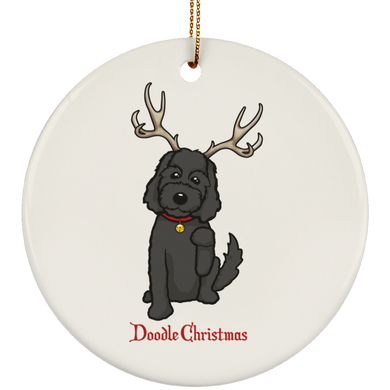 Black Doodle Circle Ornament